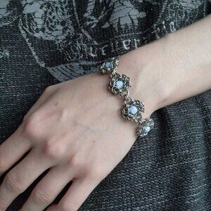Gothic light blue pearls and silver romanov bracelet
